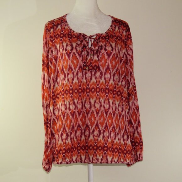 Faded Glory Multi-Color Long Sleeve Pullover Top & Front Tie Size XL 16-18 C1128 - Picture 3 of 7